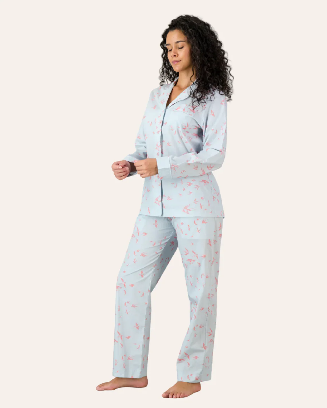Womens Long Pyjamas - Pink Swallows - Image 3