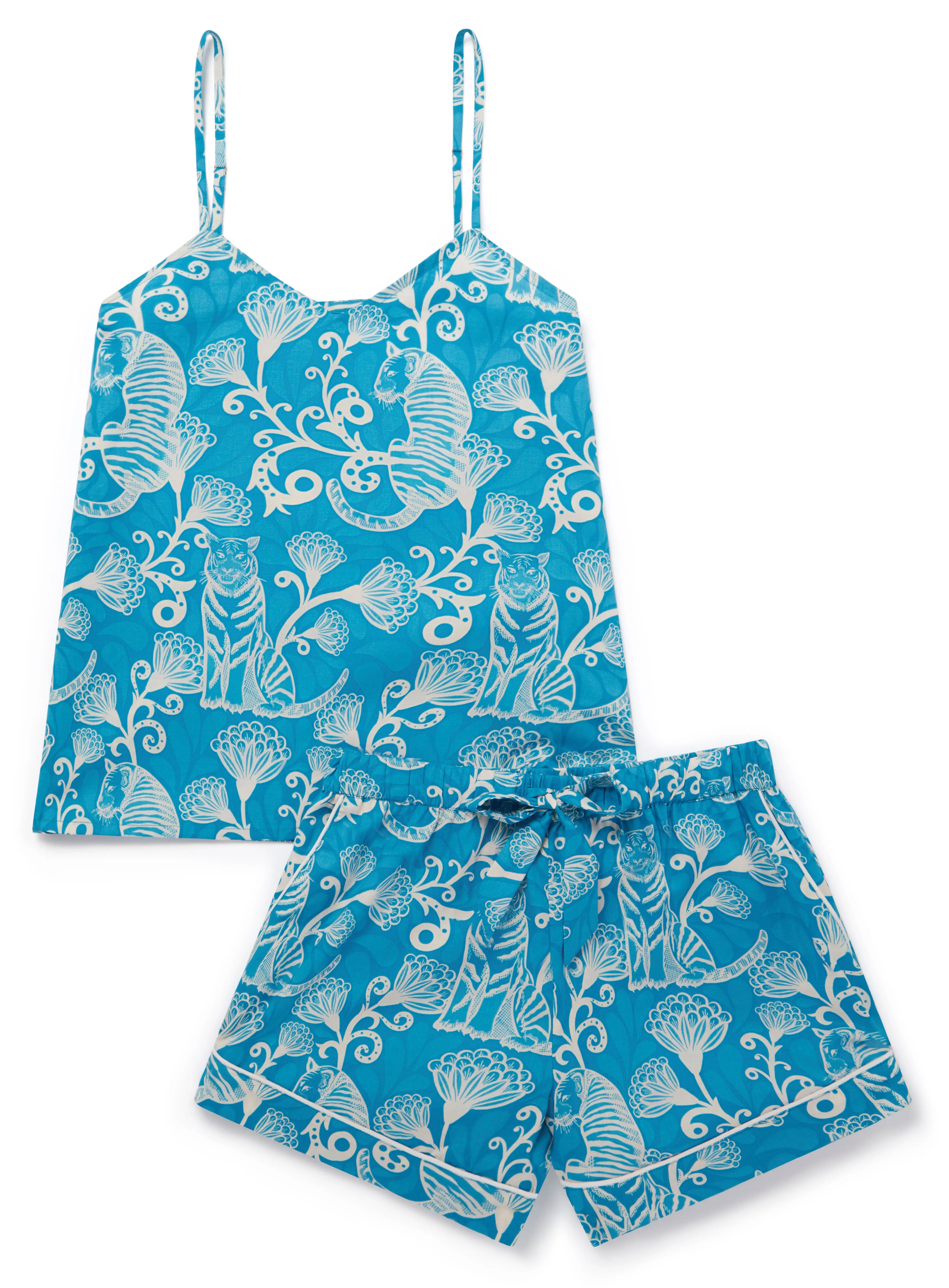 Tiger & Florals Women's Cami Organic Cotton Short Set - Image 3