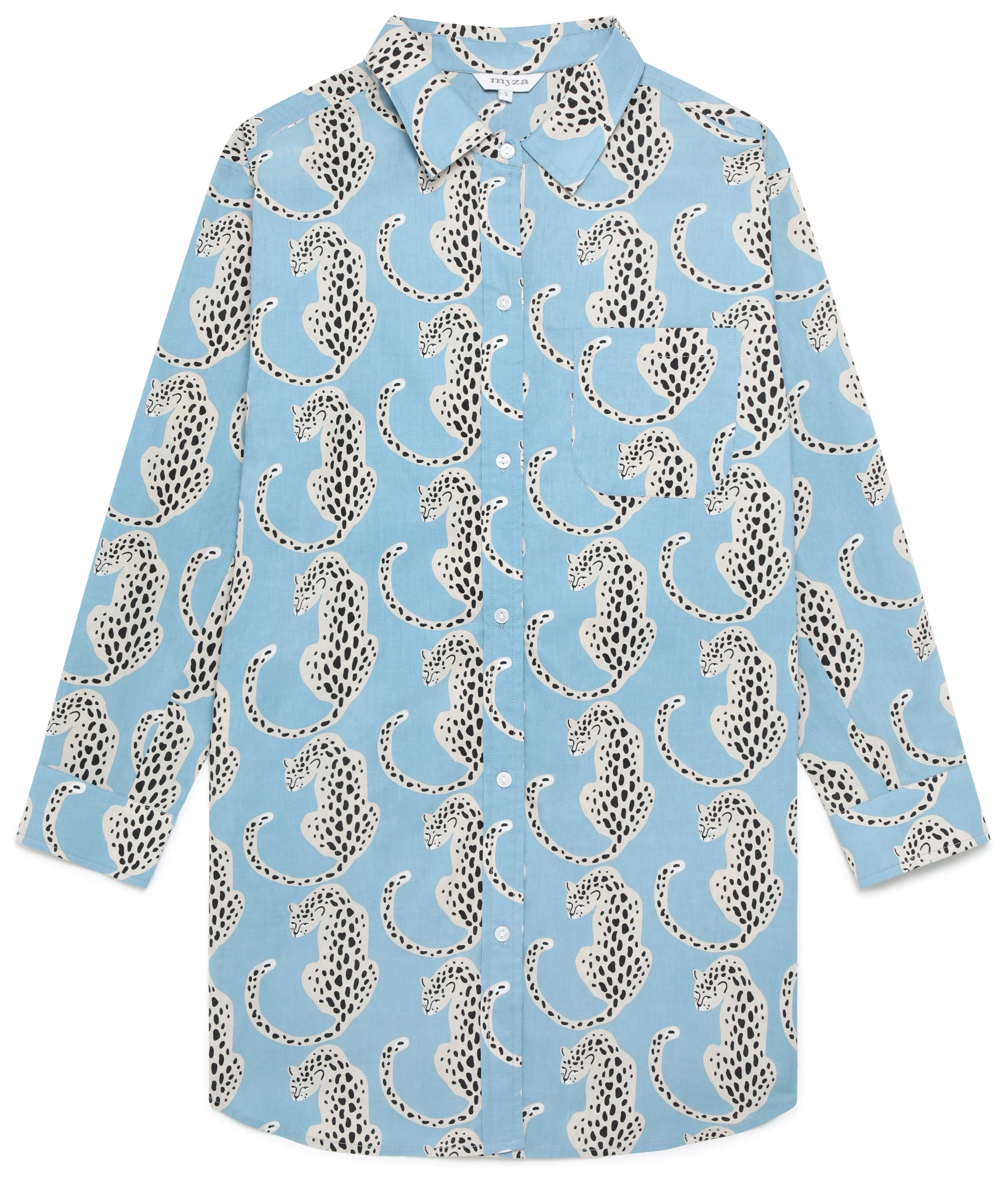 Blue Leopards Women's Organic Cotton Nightshirt - Image 4