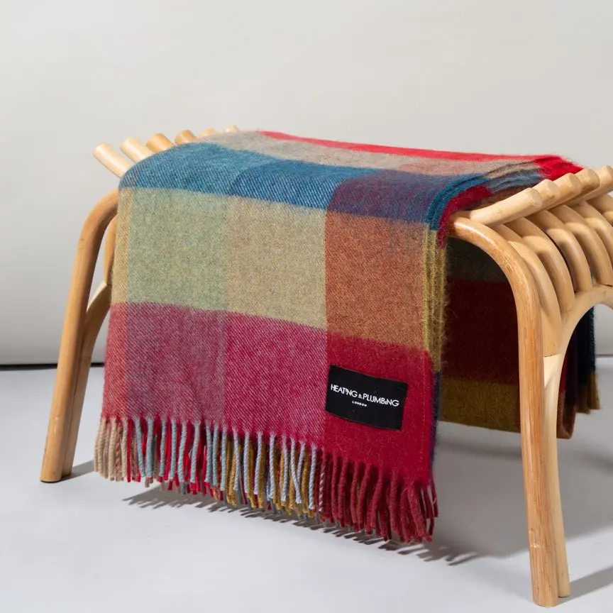Bright Coloured Checks Wonderland - Alpaca & Merino Lambswool Blanket