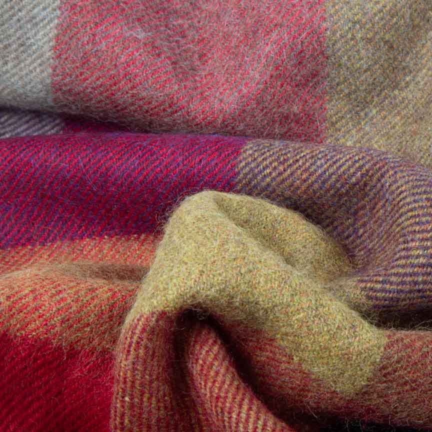 Bright Coloured Checks Wonderland - Alpaca & Merino Lambswool Blanket - Image 4