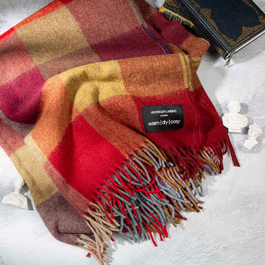 Bright Coloured Checks Wonderland - Alpaca & Merino Lambswool Blanket - Image 6