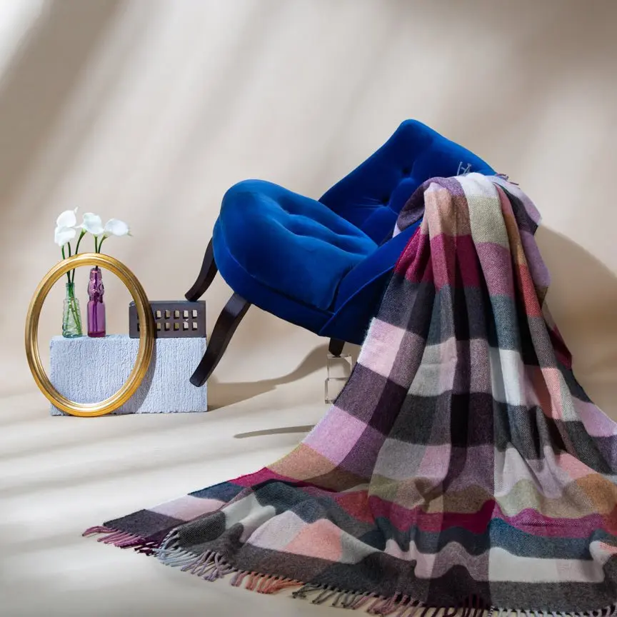 Coloured Checks Wonderland - Alpaca & Merino Lambswool Blanket