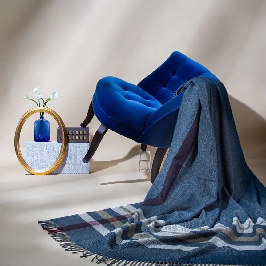 Contemporary Teal Wonderland - Alpaca & Merino Lambswool Blanket - Image 3