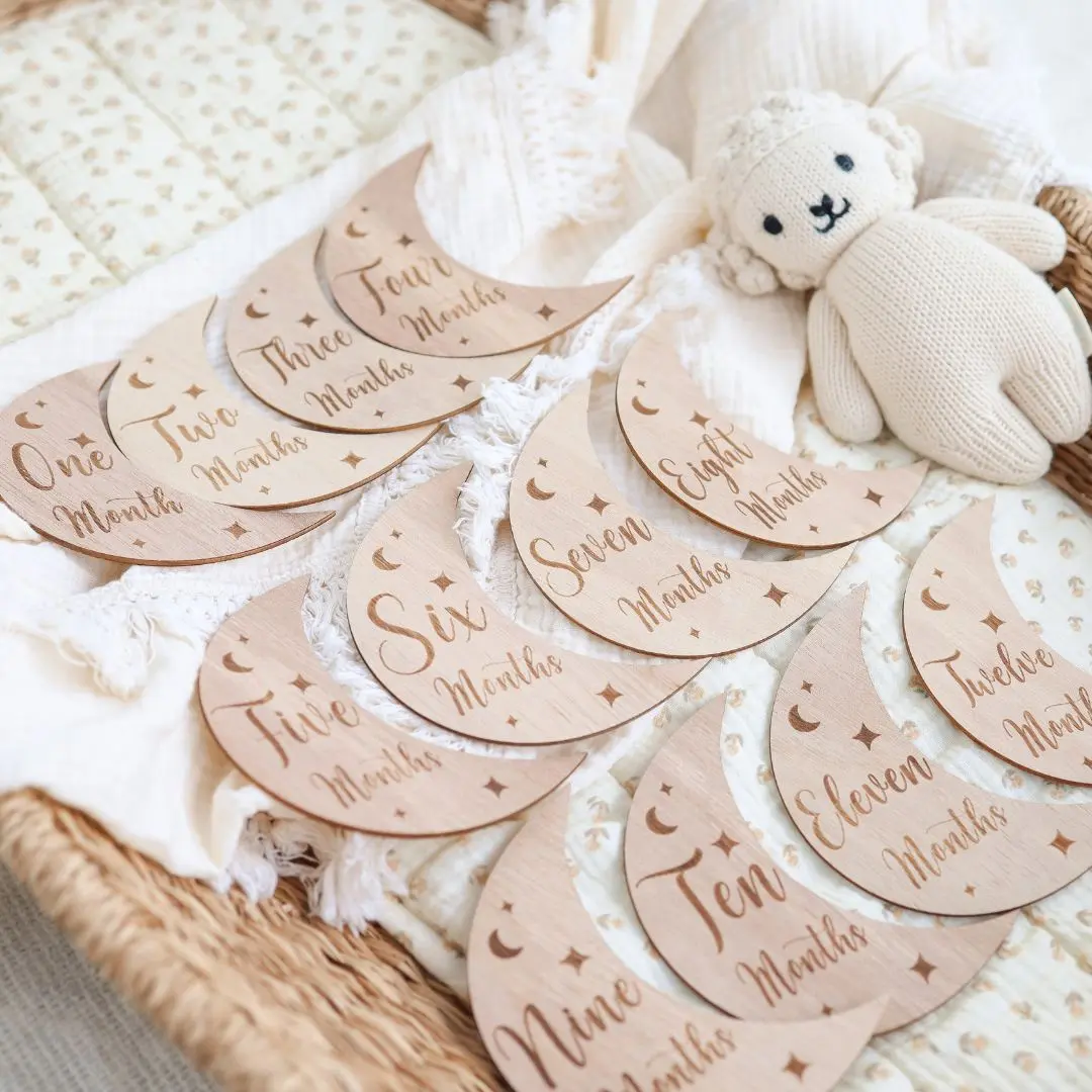Wooden Month-by-Month Baby Milestone Set - Image 3