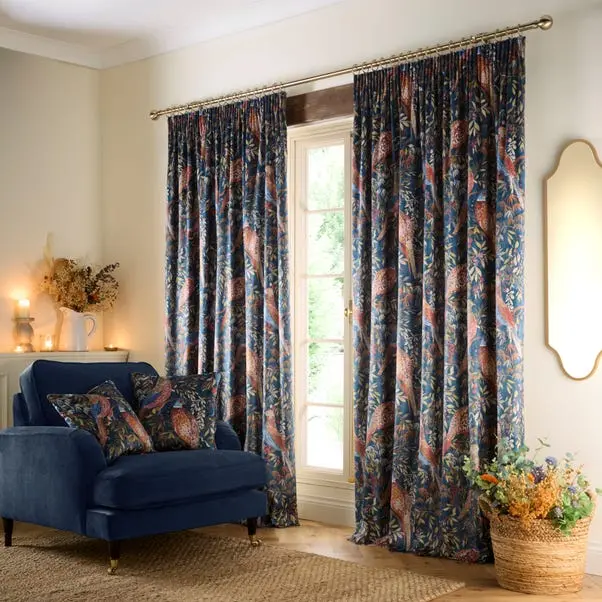 Woodland Pheasant Pencil Pleat Curtains - Image 2