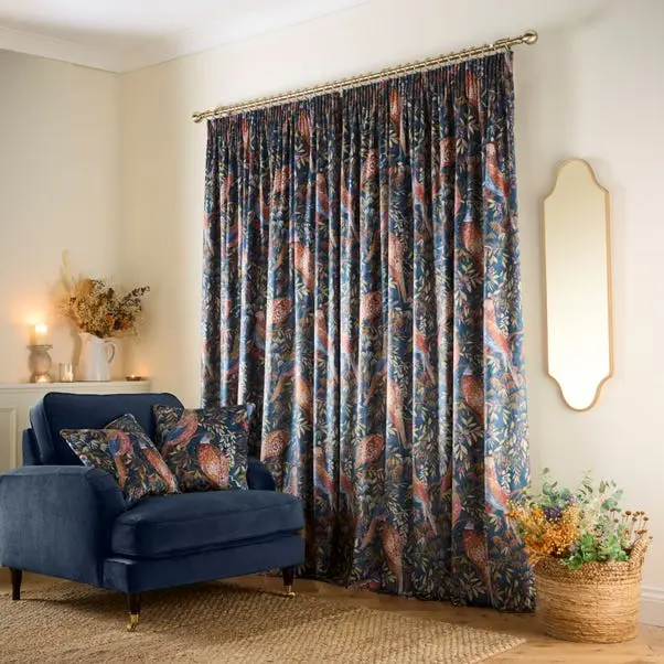 Woodland Pheasant Pencil Pleat Curtains - Image 4