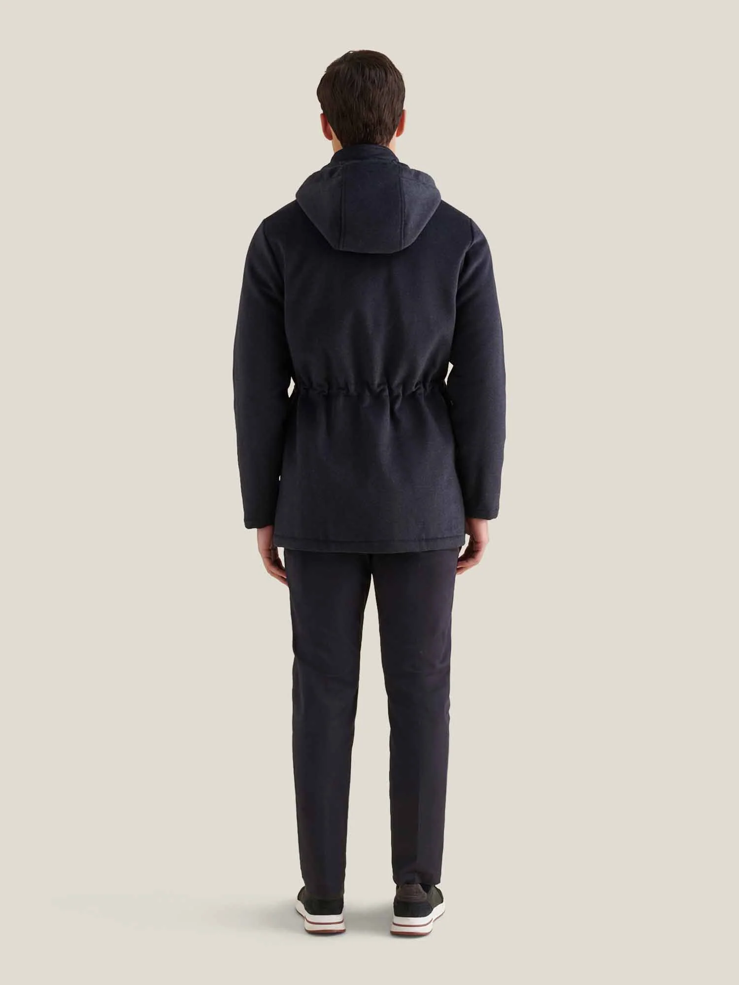 Wool Blend Padded Parka in Dark Sapphire Navy - Image 4