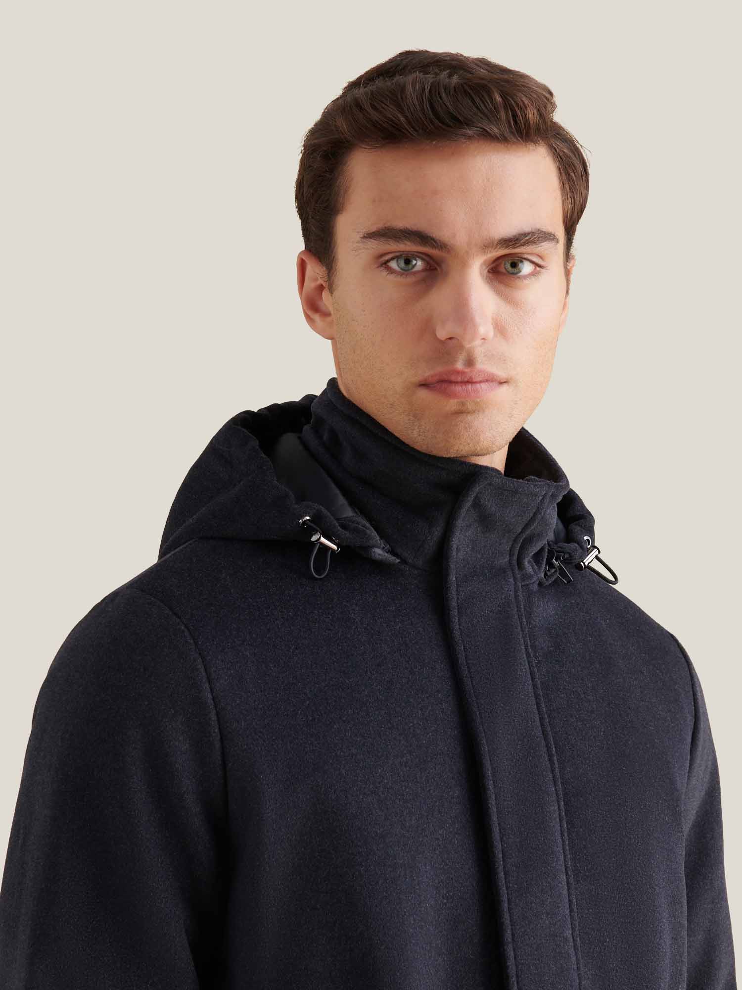Wool Blend Padded Parka in Dark Sapphire Navy - Image 5