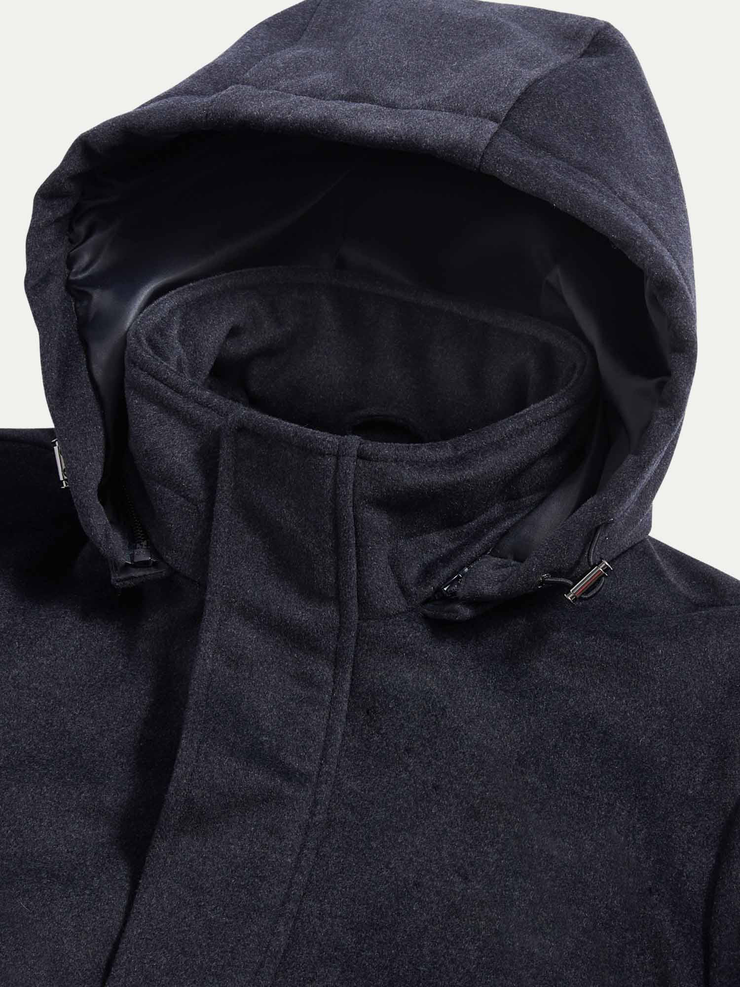 Wool Blend Padded Parka in Dark Sapphire Navy - Image 9