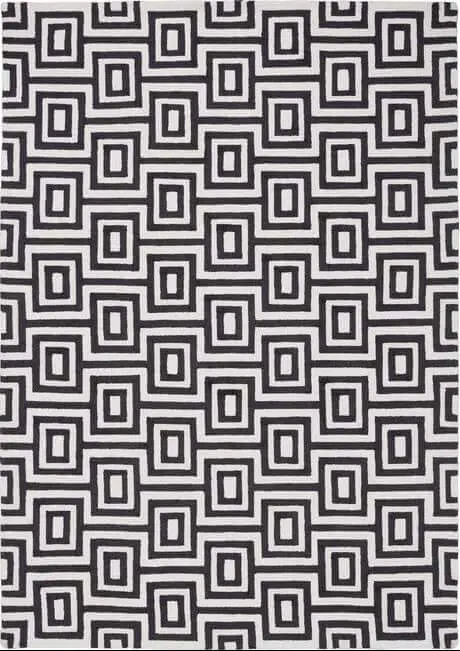 Wool Labyrinth Rug White and Black
