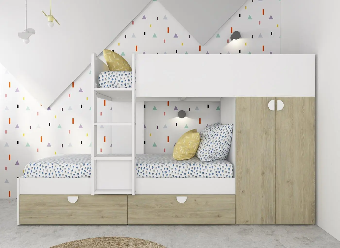 Wren Bunk Bed with Storage - White