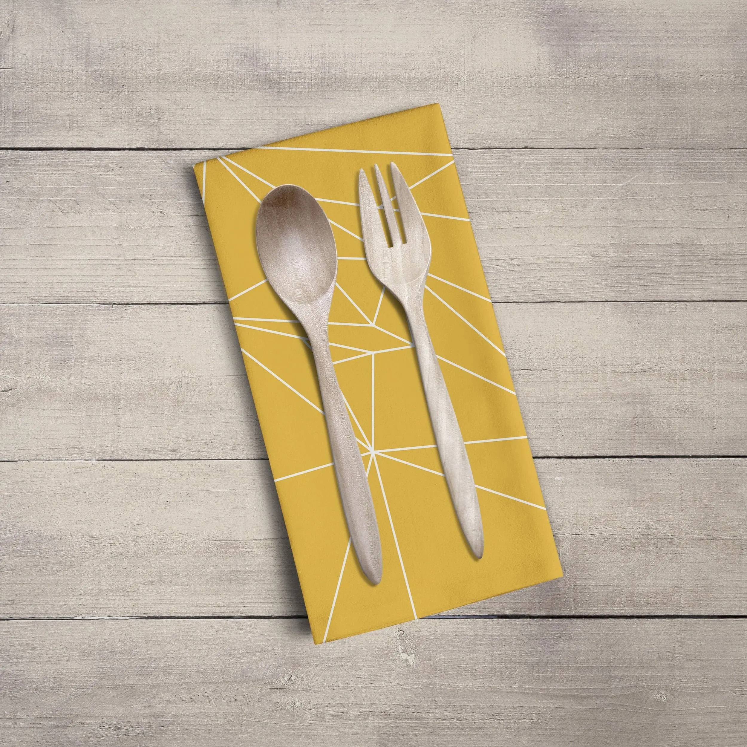 Yellow Tea Towel with a White Geometric Line Design, Dish Towel, Kitchen Towel - Image 7