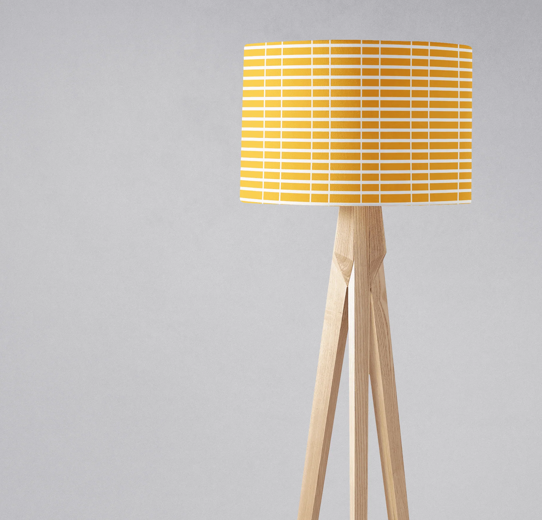 Yellow with White Geometric Stripes Lampshade, Ceiling or Table Lamp Shade - Image 2