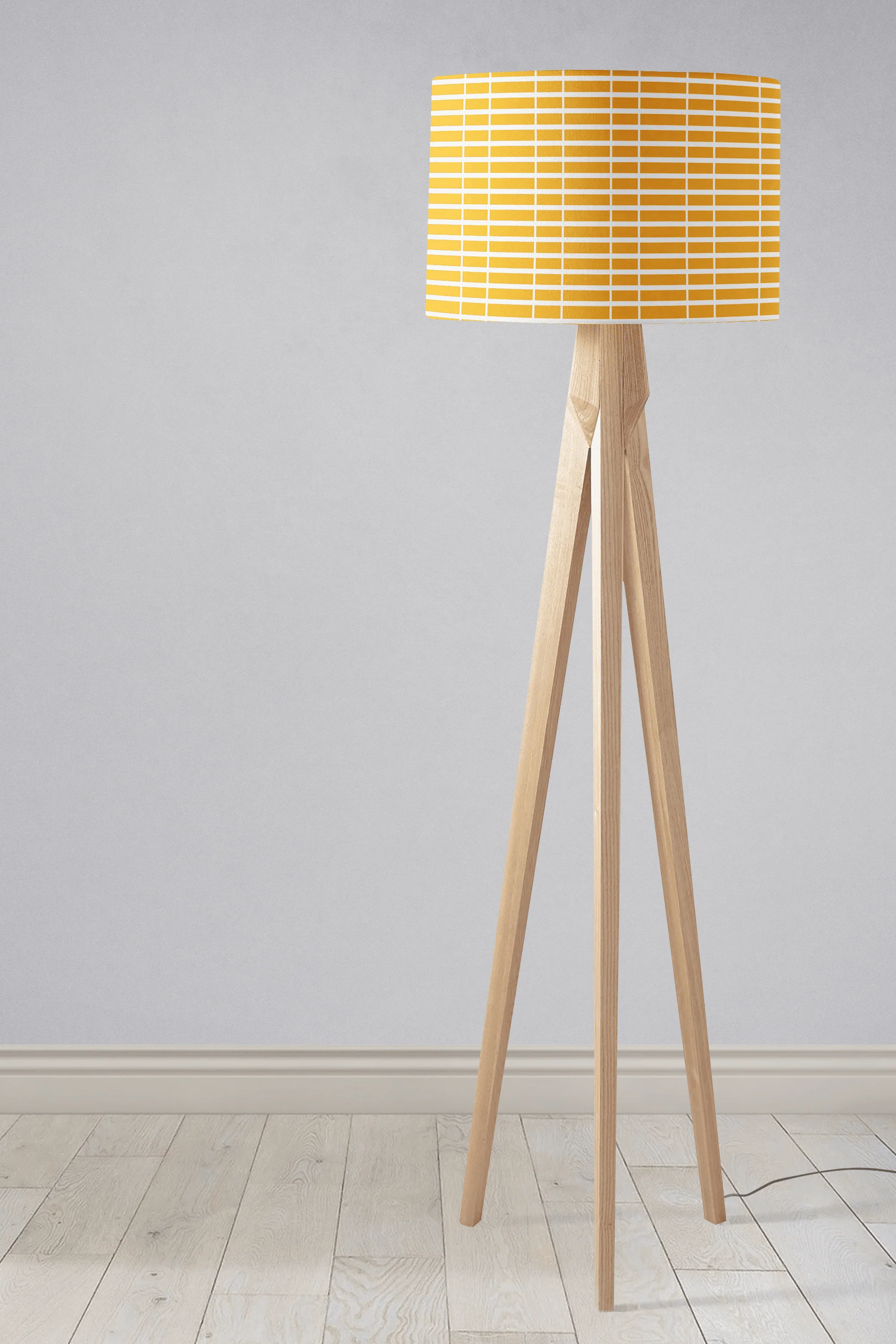 Yellow with White Geometric Stripes Lampshade, Ceiling or Table Lamp Shade - Image 3