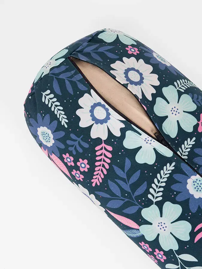 Yoga Studio Organic Buckwheat Floral Meditation Bolster Cushion - Image 4