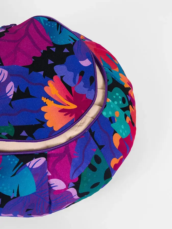 Yoga Studio Organic Cotton Buckwheat Round Floral Meditation Zafu Cushion - Image 12