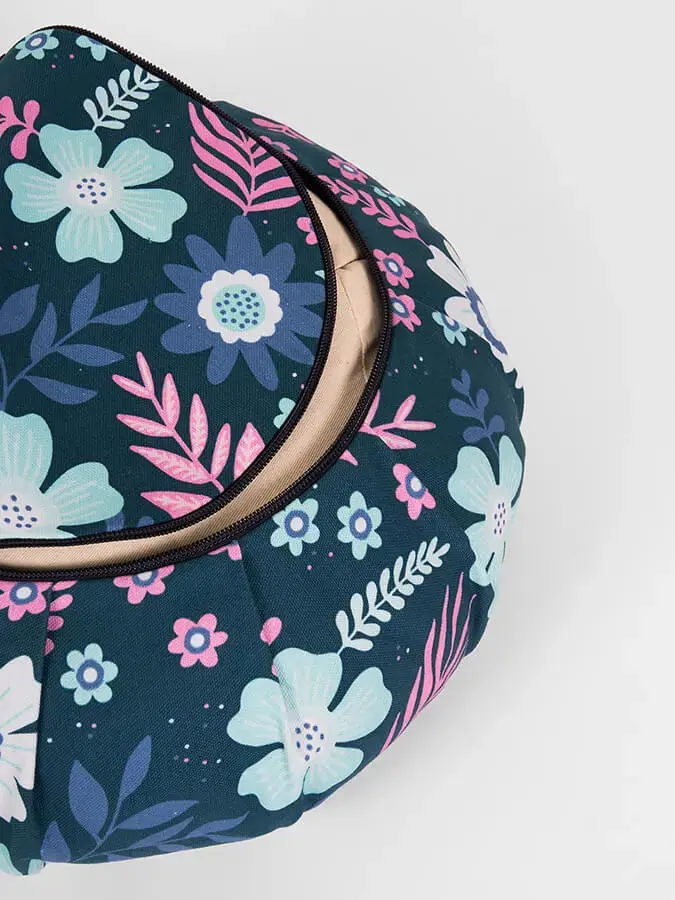 Yoga Studio Organic Cotton Buckwheat Round Floral Meditation Zafu Cushion - Image 3
